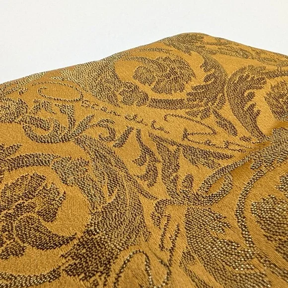 Vintage Oscar de la Renta Gold Brocade Cosmetic Bag Floral Damask Vanity Case - Picture 2 of 11
